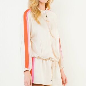 THML Cream Jacket & shorts set with Orange and Pink Stripes